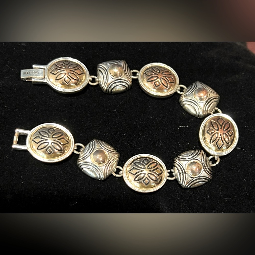 Vintage Napier Two Tone Silver Gold link bracelet